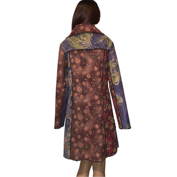 Scared Threads Floral Suede Hip-Length Pea Coat, Size M/L - Picture 16 of 16